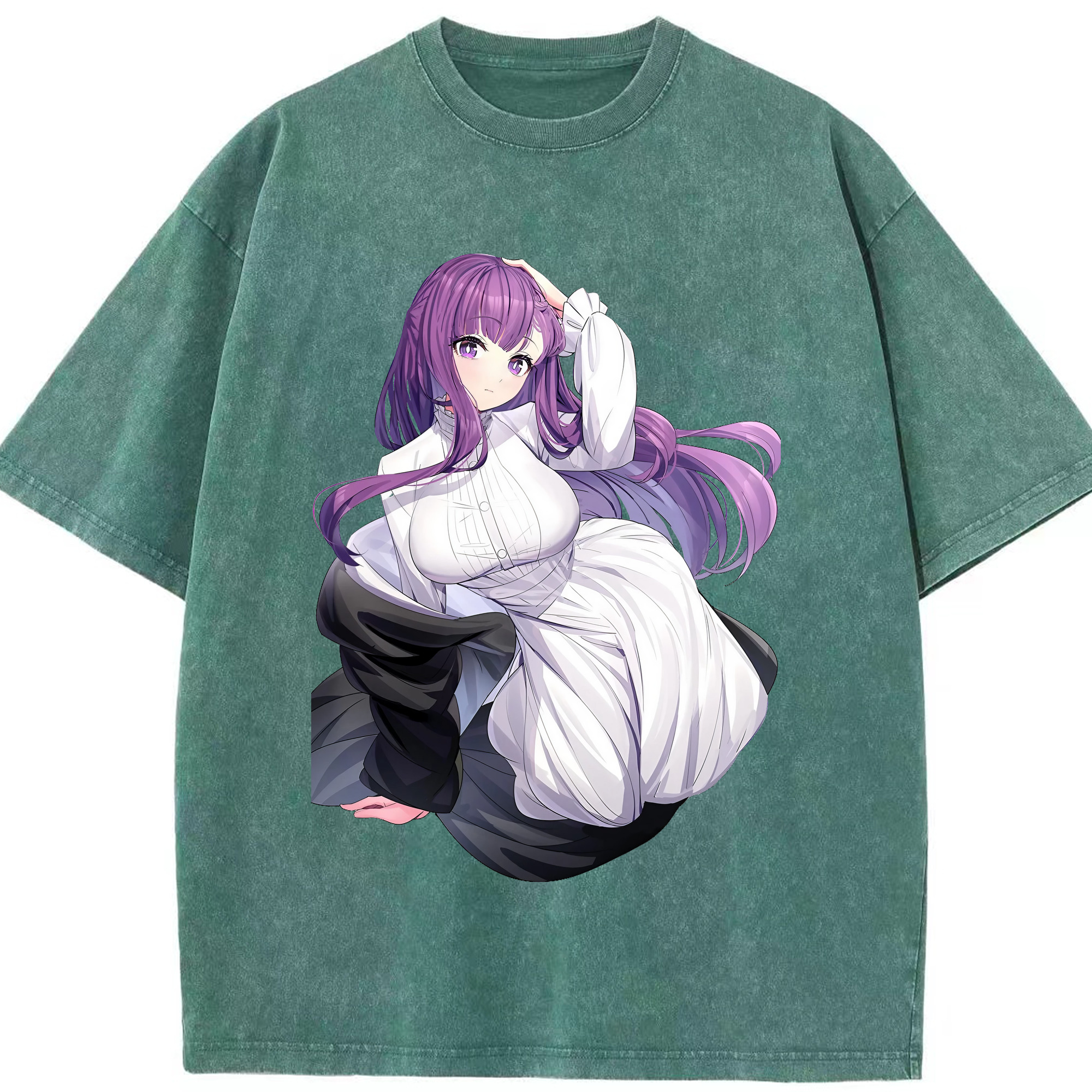 （画像用） 葬送のフリーレン Frieren 綿100% ヴィンテージ風 半袖Tシャツ（フロントプリント）